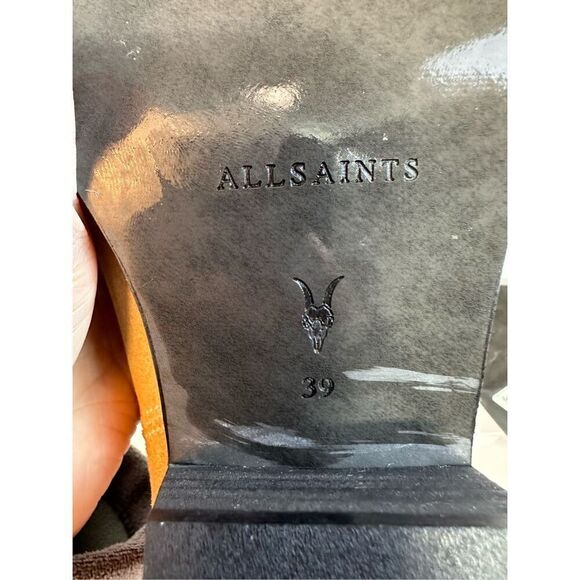 NWT All Saints carlotta suede heeled side zip ankle boots in sand - Picture 12 of 16